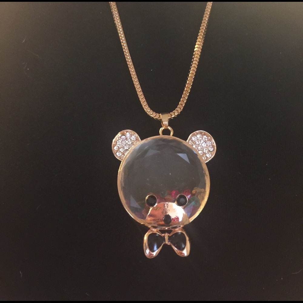 Betsey Johnson Crystal bear statement necklace NEW - Picture 3 of 3