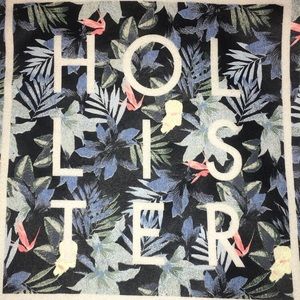 White Hollister Hoodie with Floral Box Logo