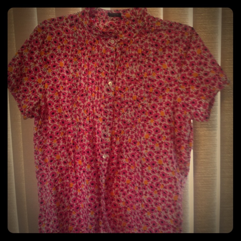 J Crew Floral Print Button Blouse