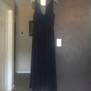 Dark blue long sleeveless dress