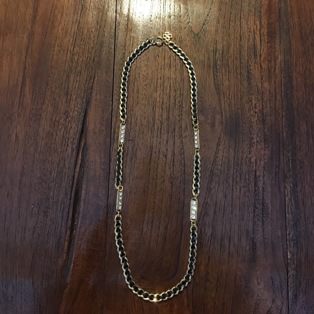 LOFT black and gold leather necklace