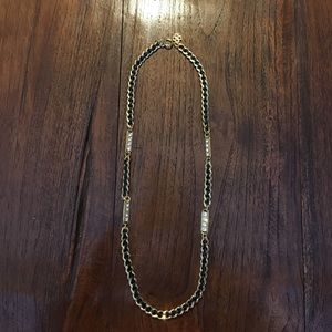 LOFT black and gold leather necklace