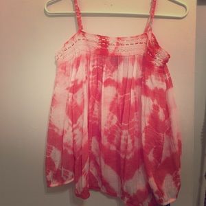 Off the shoulder light pink tie dye shirt!