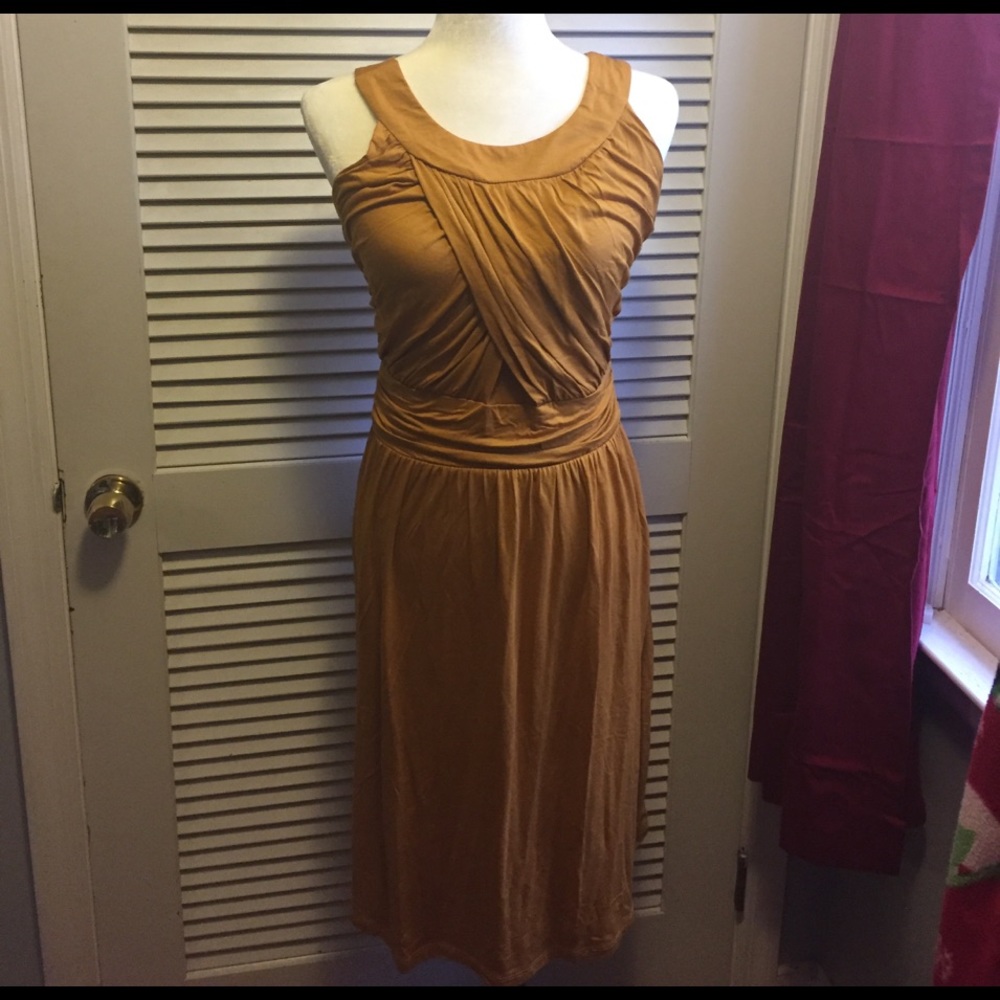 So happy to gather a line dress in mustard