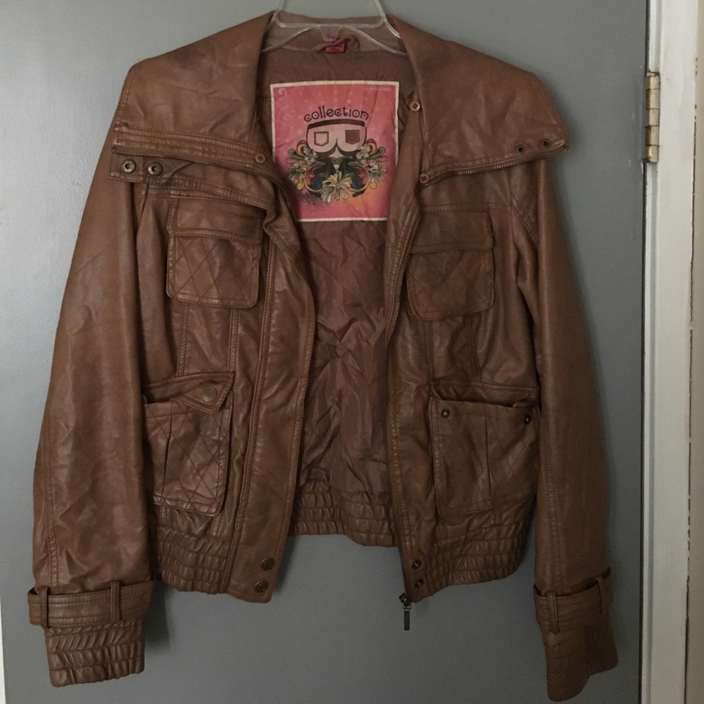 Brown leather jacket