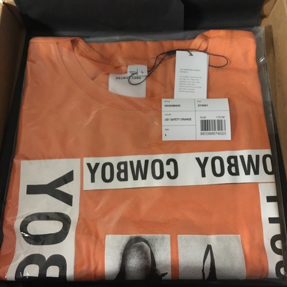 Helmut Lang X Travis Scott Orange Cowboy Tee - Picture 1 of 4