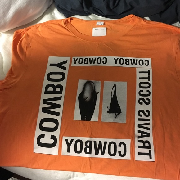 Helmut Lang X Travis Scott Orange Cowboy Tee - Picture 2 of 4
