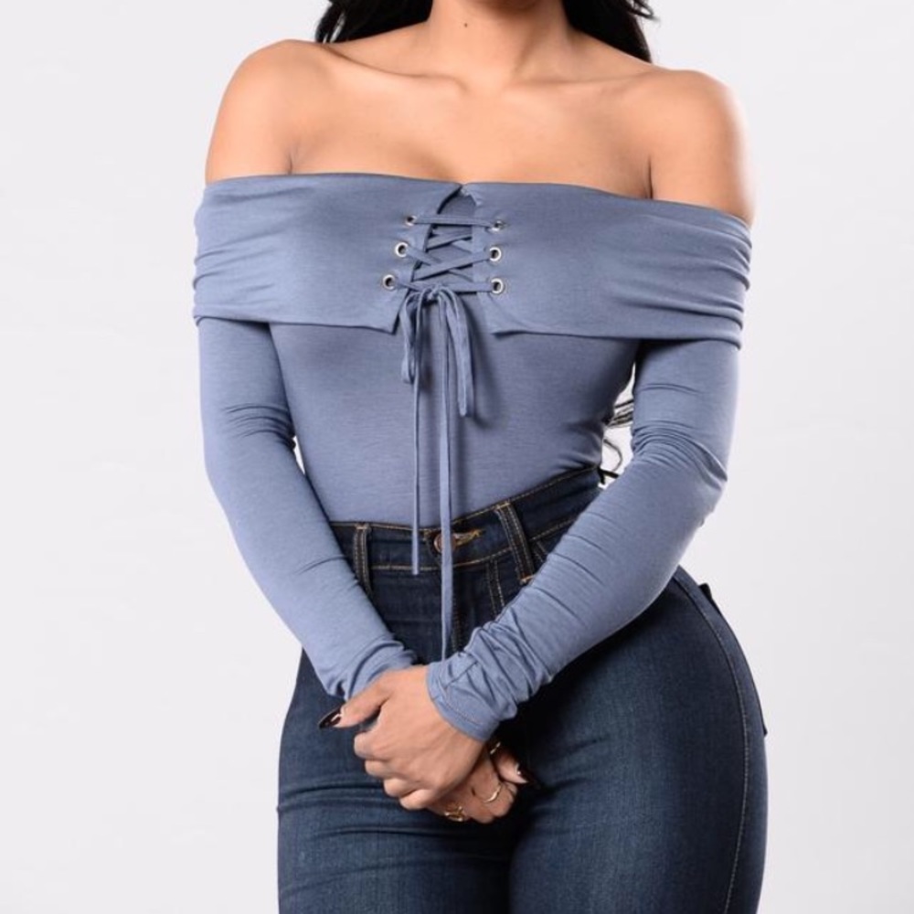 FASHIONNOVA: Squad Leader Bodysuit - Vintage Blue