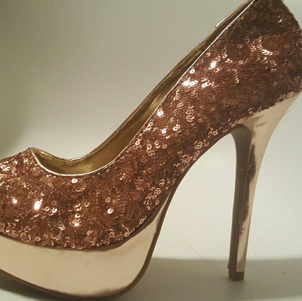 rose gold platform heels