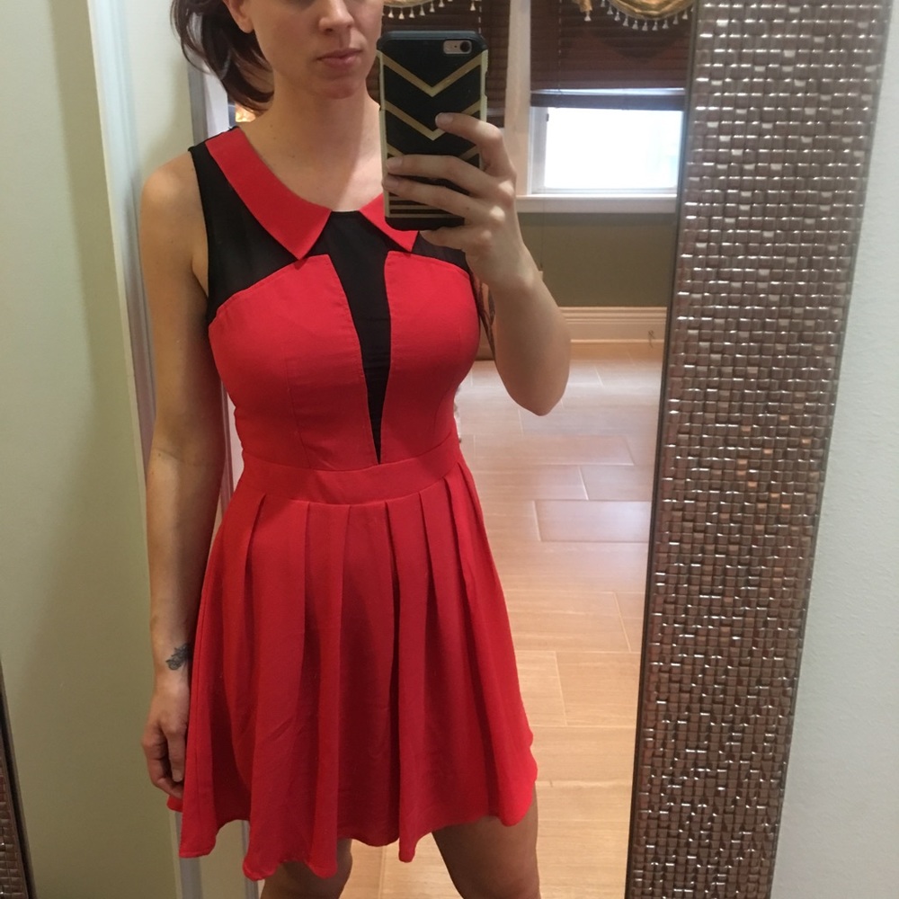 Adorable dress with collar and netting detail