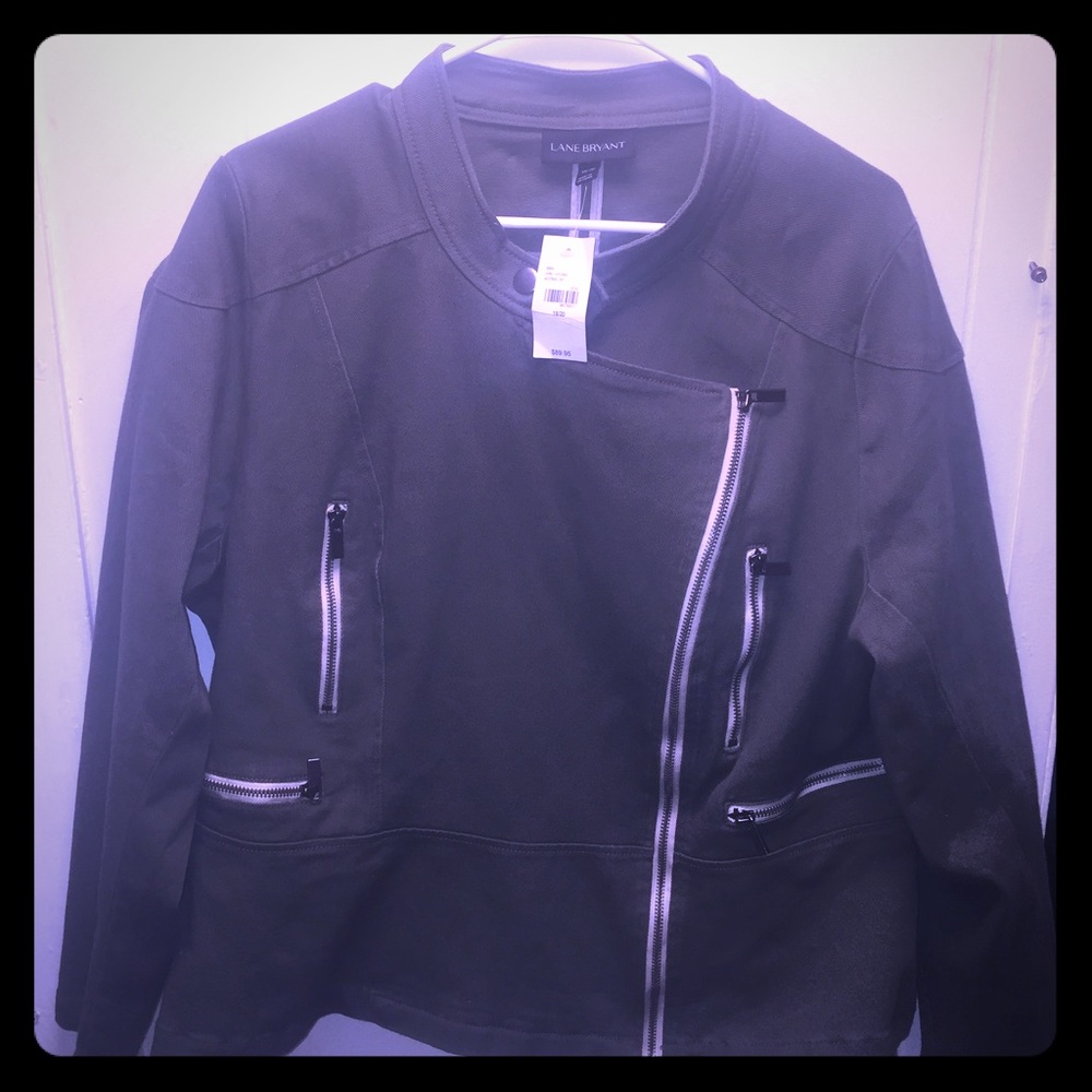 MILITARY PEPLUM ASYMMETRIC ZIP MOTO JACKET