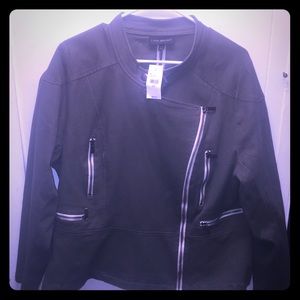 MILITARY PEPLUM ASYMMETRIC ZIP MOTO JACKET