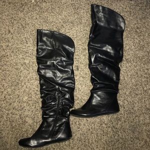 black shinny over knee boots