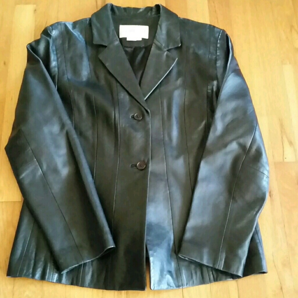 Margaret Godfrey Black Leather Blazer