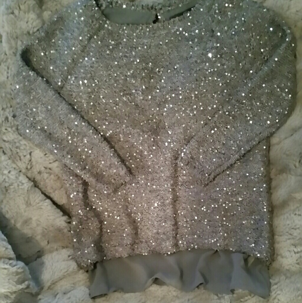 Zara Sequined Keyhole Sweater