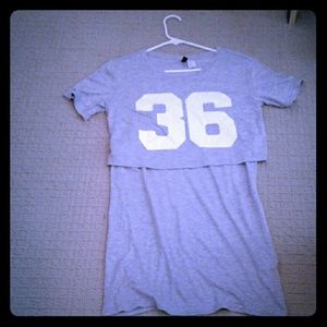 Grey and White T-Shirt Dress