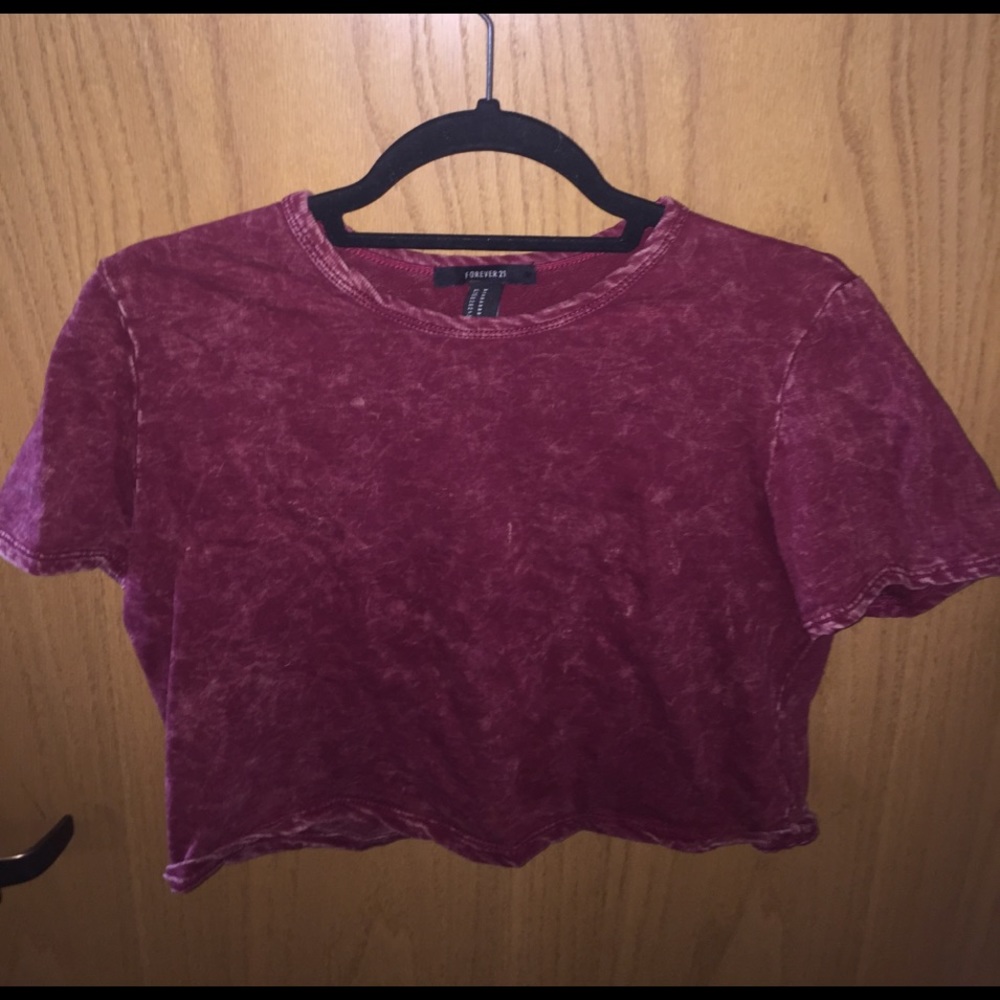 Distressed maroon crop top