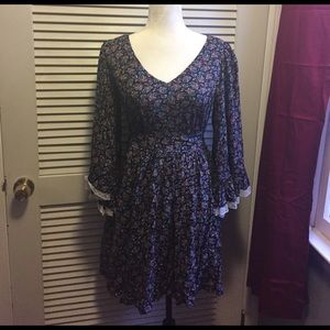 Paisley dress with bell sleeves