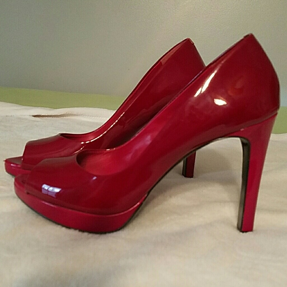 Gianni Bini red peep toe heels.