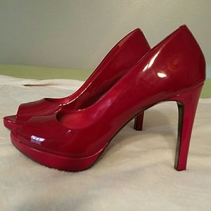 Gianni Bini red peep toe heels.