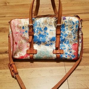RARE Dooney & Bourke Coated Cotton Splash Print