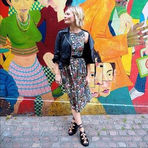 Eclectic Topshop Woodland Floral Midi Dress