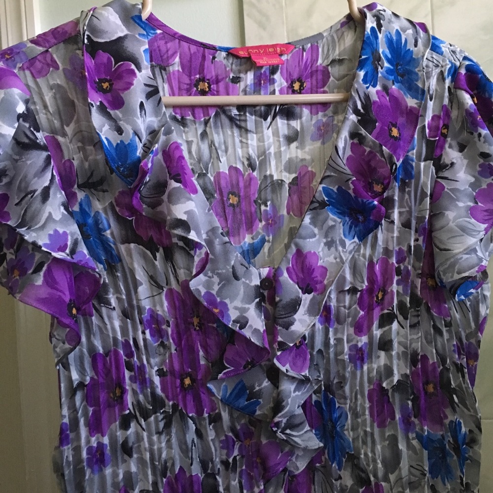 ruffled floral blouse