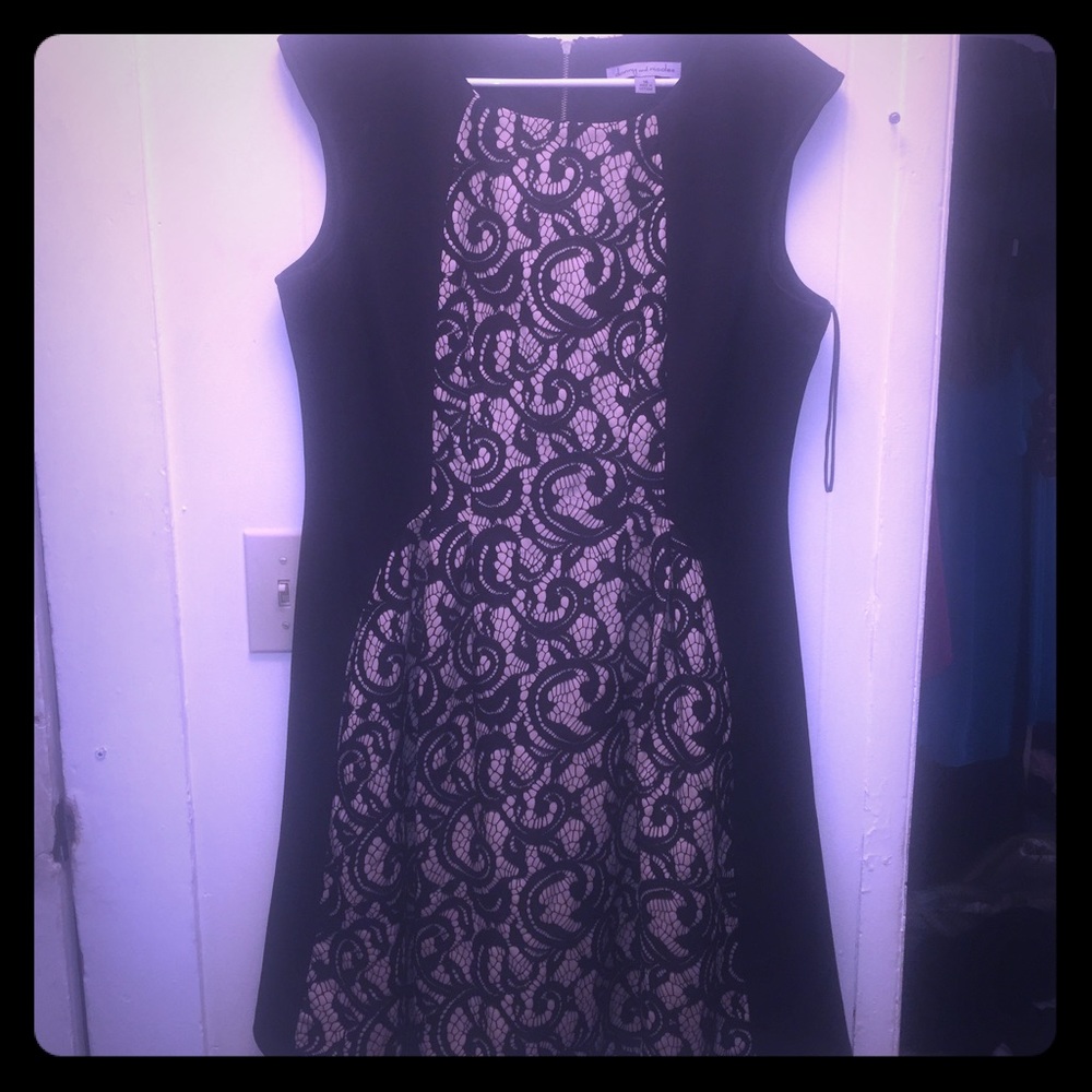 DANNY AND NICOLE FIT AND FLARE BLACK AND NUDE LACE