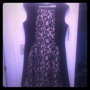 DANNY AND NICOLE FIT AND FLARE BLACK AND NUDE LACE