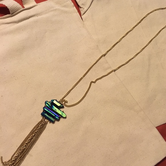 T&J Designs Jewelry - Final price! Resin Blue Druzy Tassel necklace
