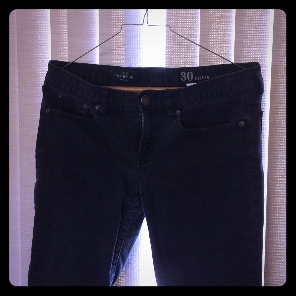 J.Crew Black Toothpick Ankle Cut Jeans Size 30
