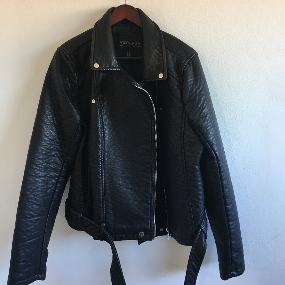 Black moto leather like jacket