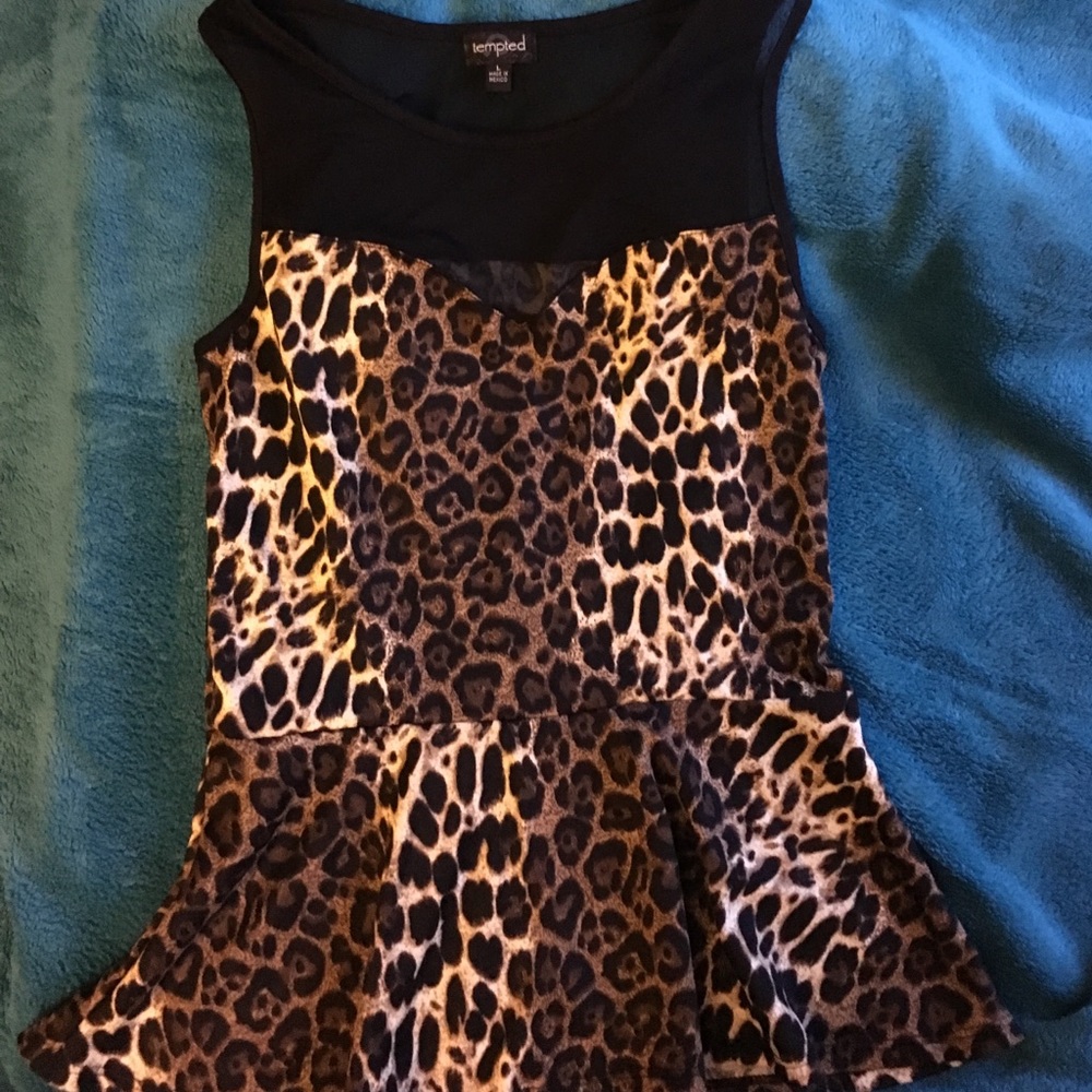 Leopard Mesh Peplum