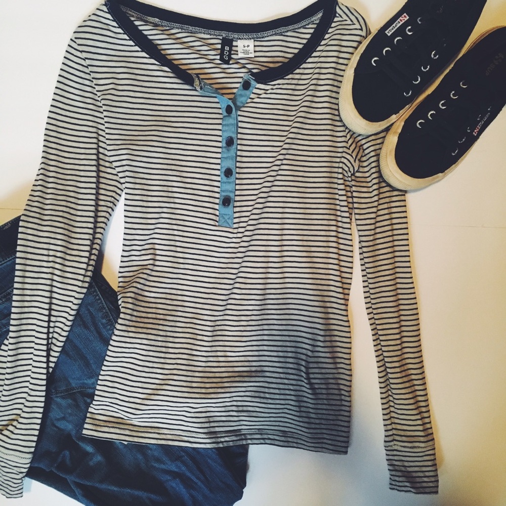 BDG Striped Henley Top