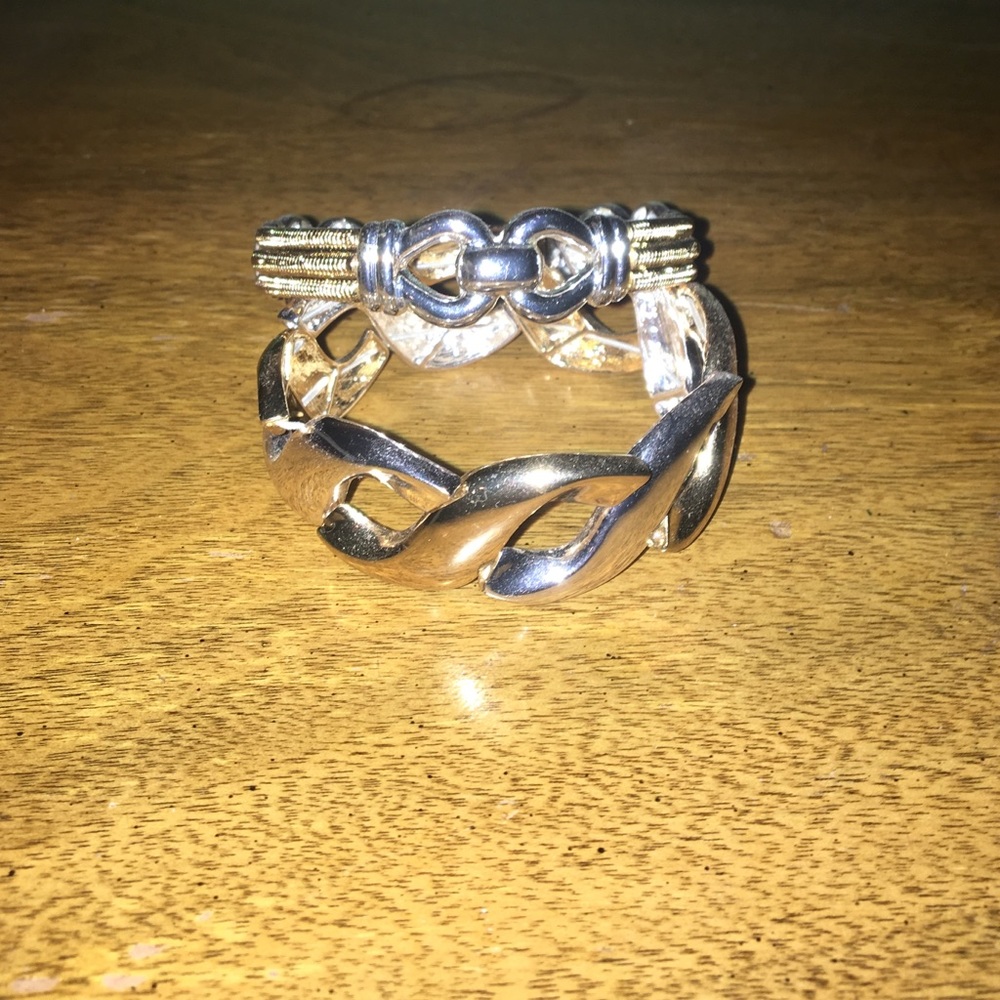 Two silver and gold bracelets