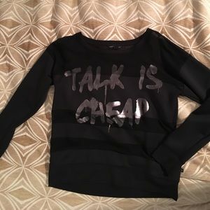 Sheer shoulder sweatshirt