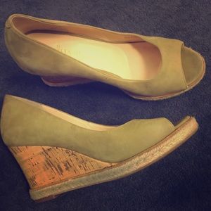 Cole Haan Sage green peep toe wedges