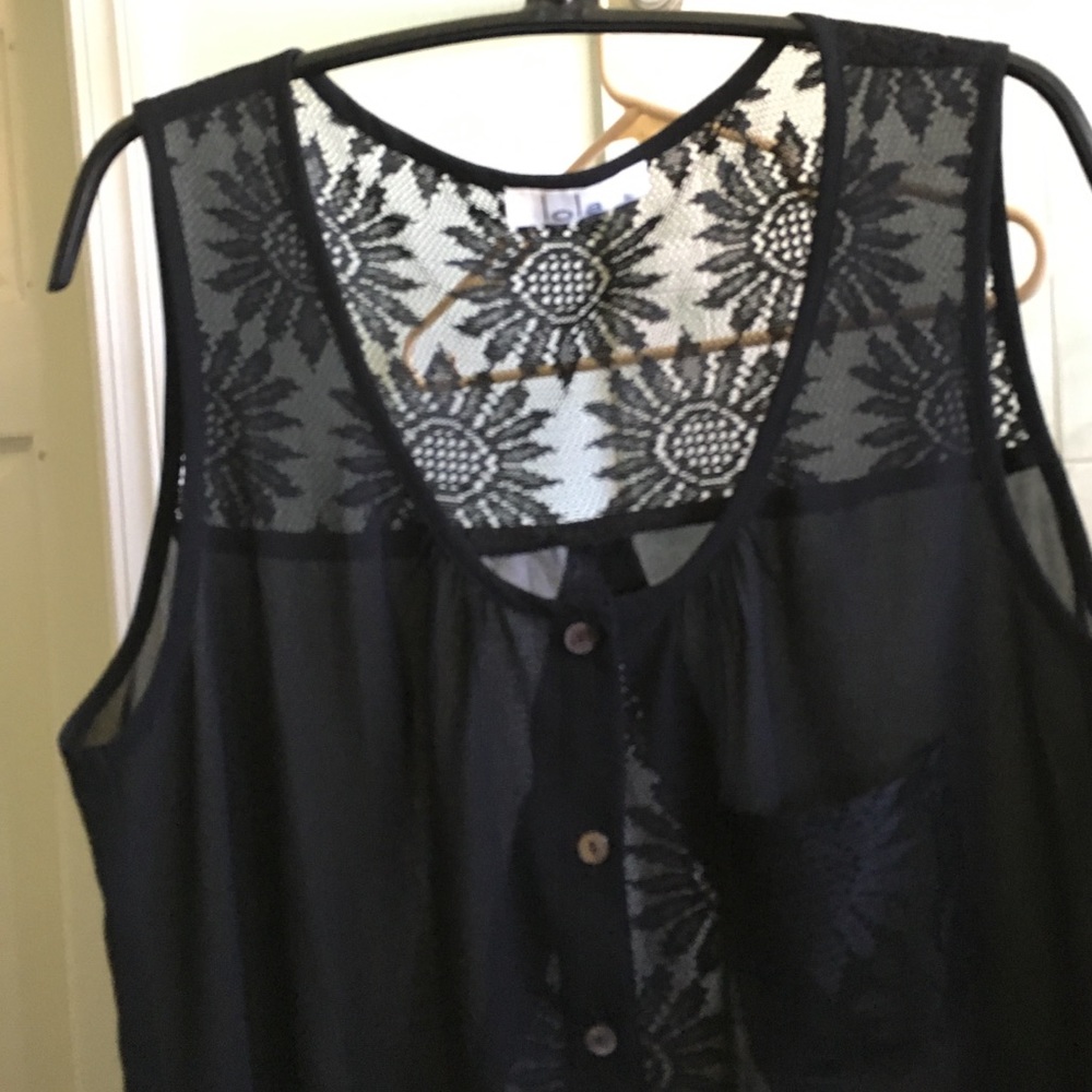 black sheer lace back top