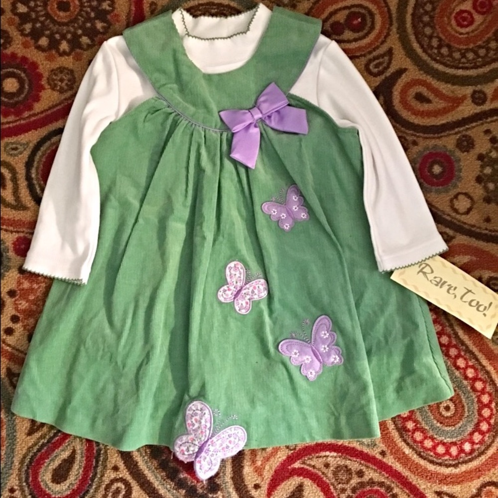 24 Mo White/Green/Purple butterfly dress