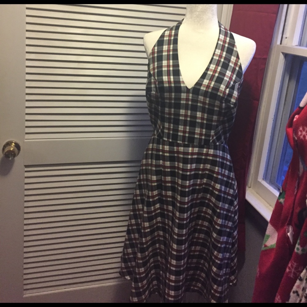 Plaid halter dress