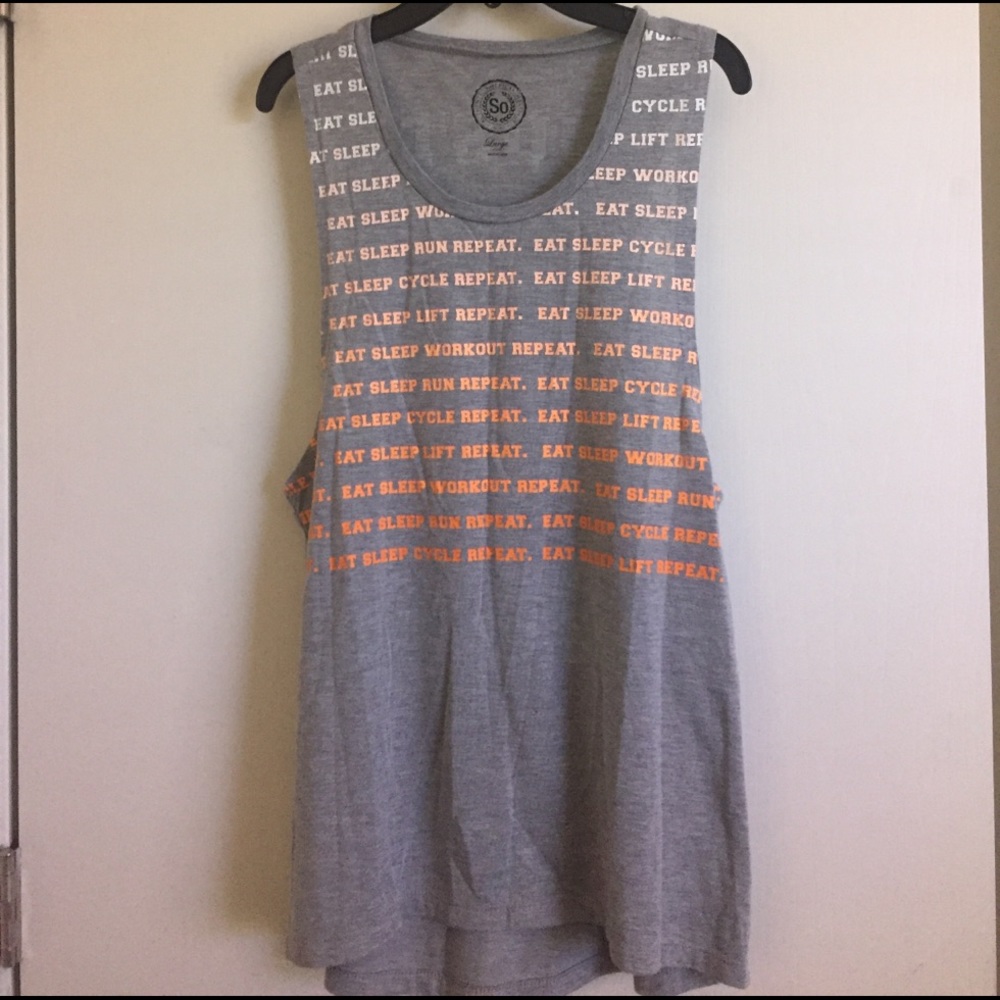 Grey work out tank eat sleep run repeat