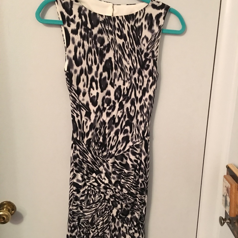 Cache black & white leopard dress size small