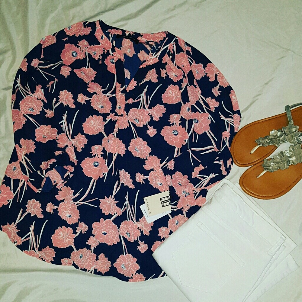 Ivanka Trump Blouse - Navy and Pink - S. Small