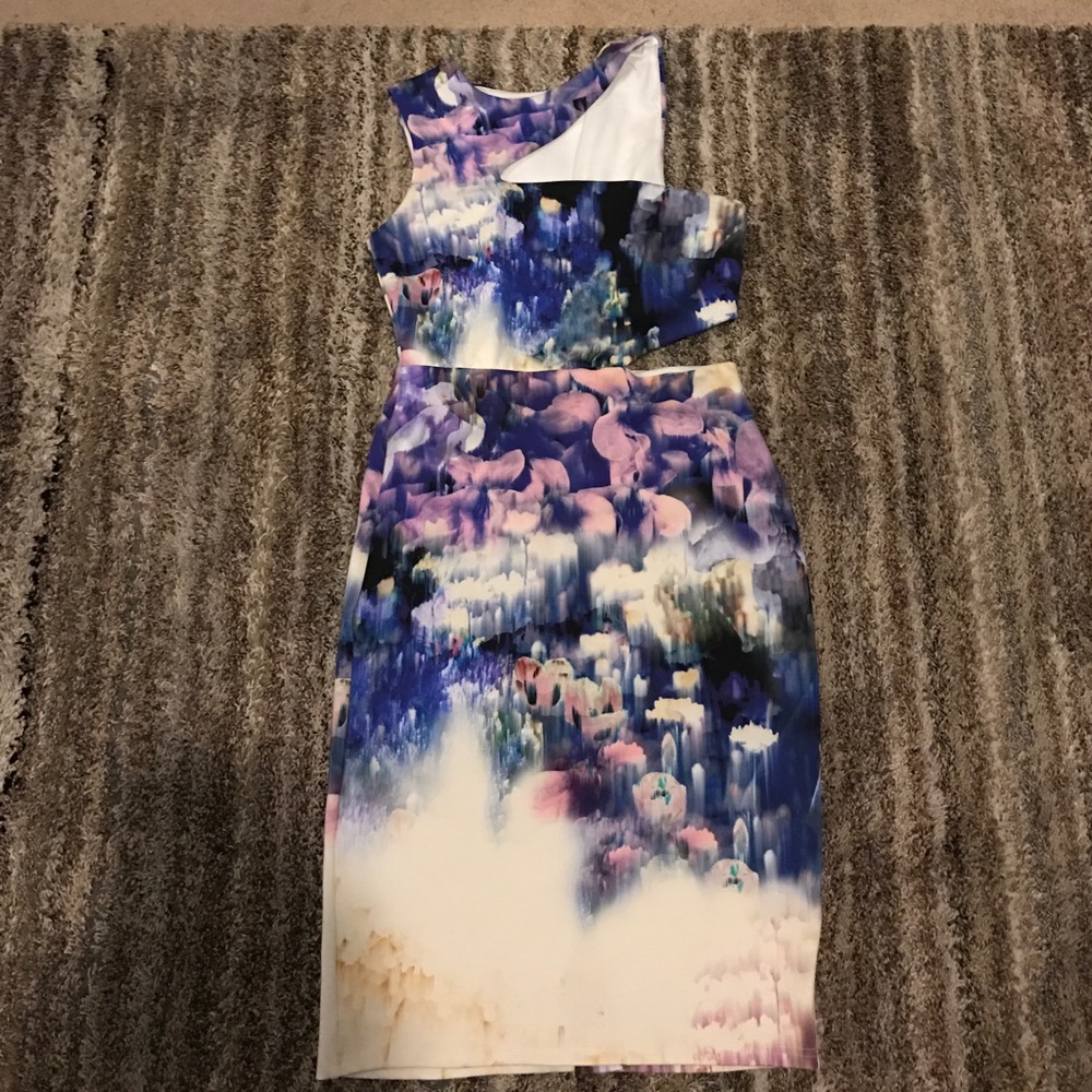 ASOS Premium Blurred Floral Asymmetric Bodycon