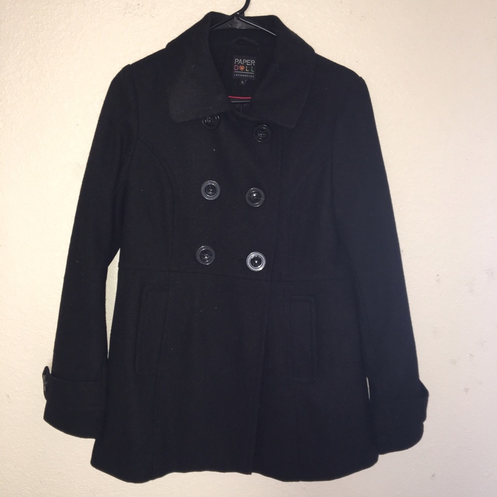 black double breasted pea coat