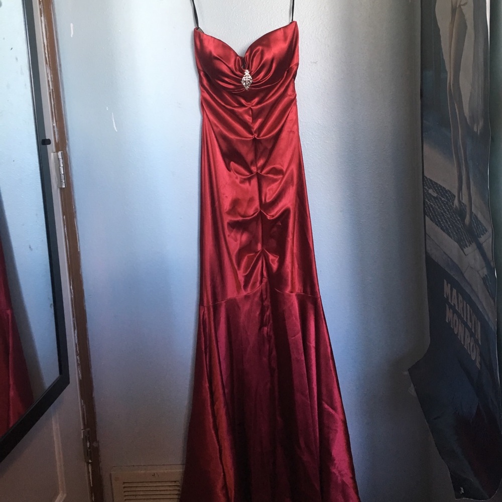 👗PROM SALE👗Red silk satin mermaid prom dress