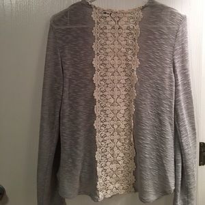 Light, lace accented cardigan