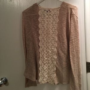 Lace accented cardigan