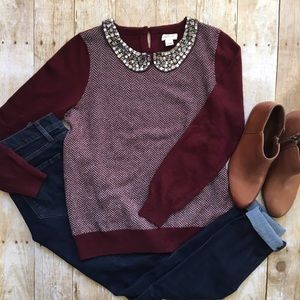 PRICE DROP!⭐️J.Crew Herringbone JewelCollarSweater