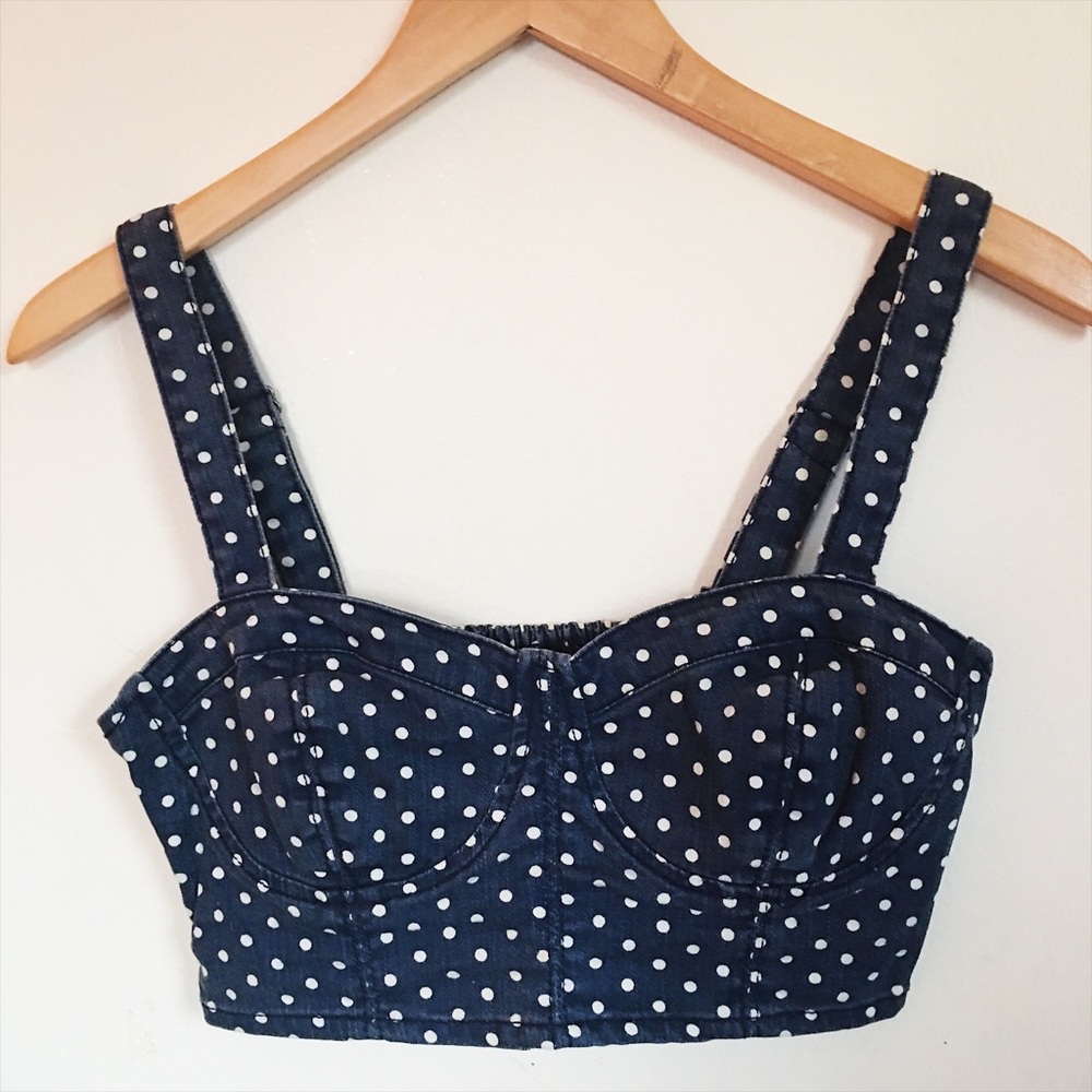 Polka Dot Denim Crop Top/Bralette